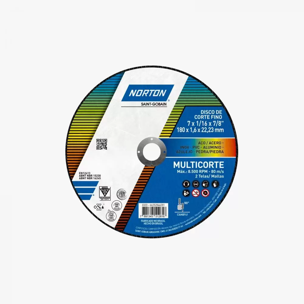 Disco de Corte Multicorte 180x1,6x22,23mm - NORTON
