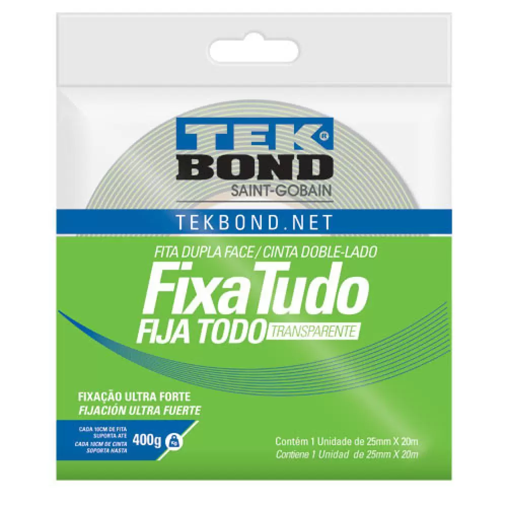 Fita Fixa Tudo Acrílica Uso Interno TekBond - 19mmX20m