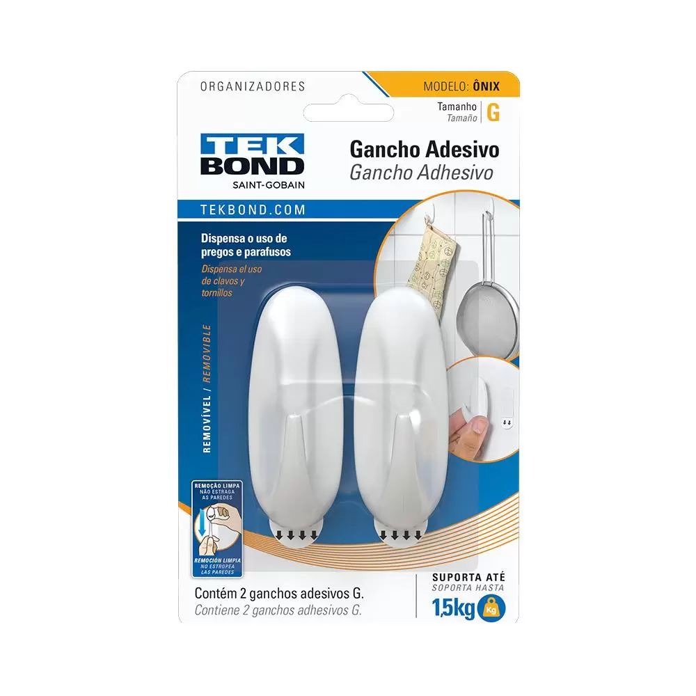 Gancho Adesivo Plastico Onix TekBond - TAM G