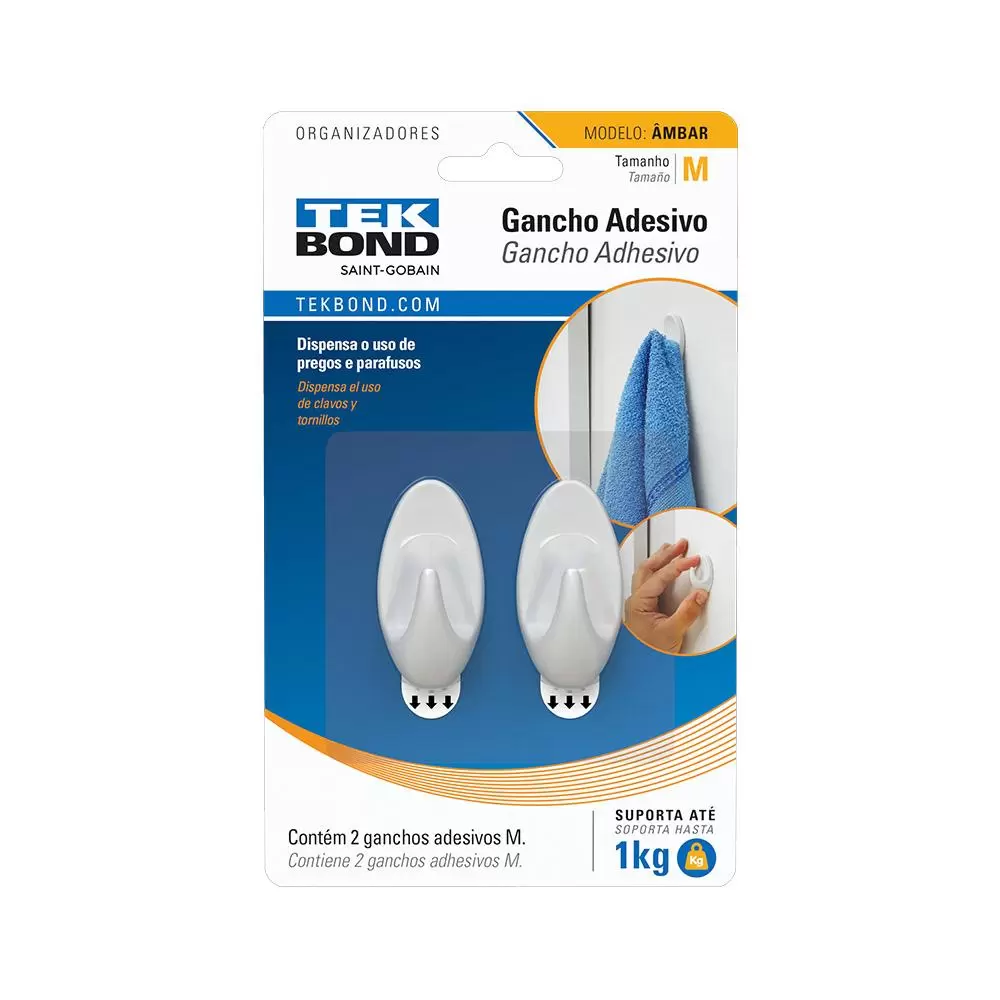 Gancho Adesivo Plastico Ambar TekBond - TAM M