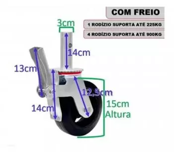 Rodizio Para Andaime 62 BFR GMAE 6 225KG Com Freio - Colson